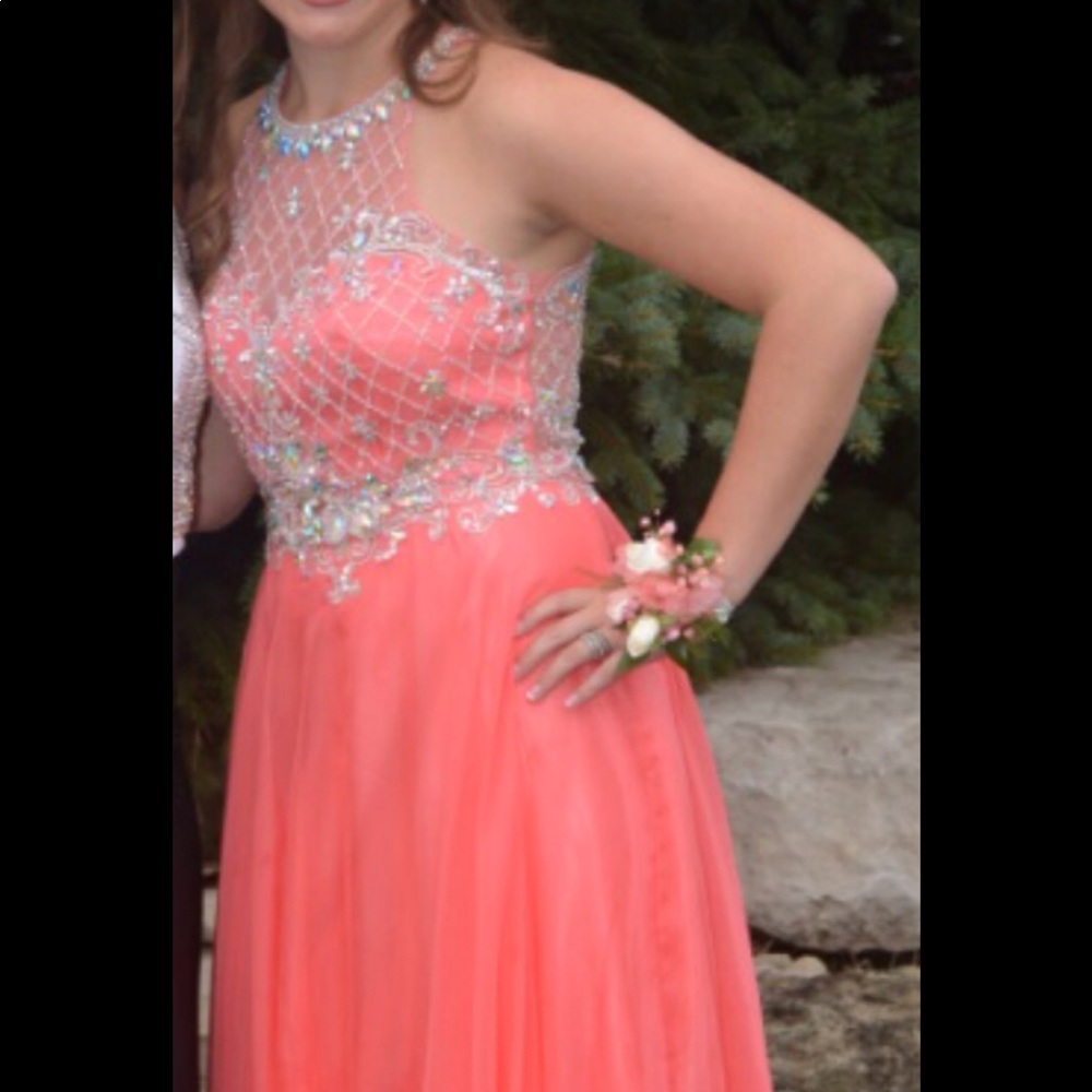 Long pink two piece formal dress Perfect condition